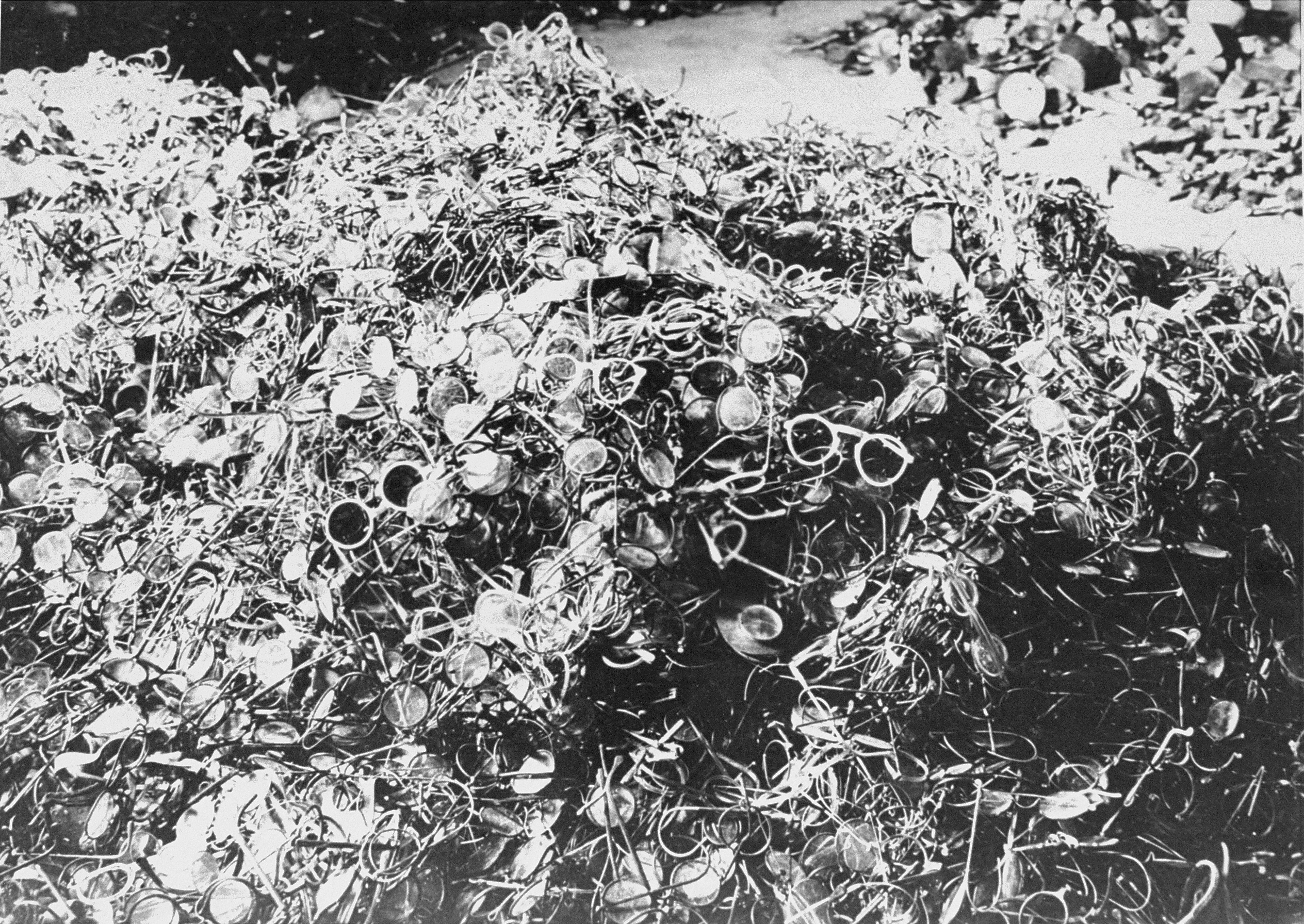Occhiali appartenuti ai deportati nel campo di Auschwitz. Bundesarchiv, Bild 183-R69919 / CC-BY-SA 3.0