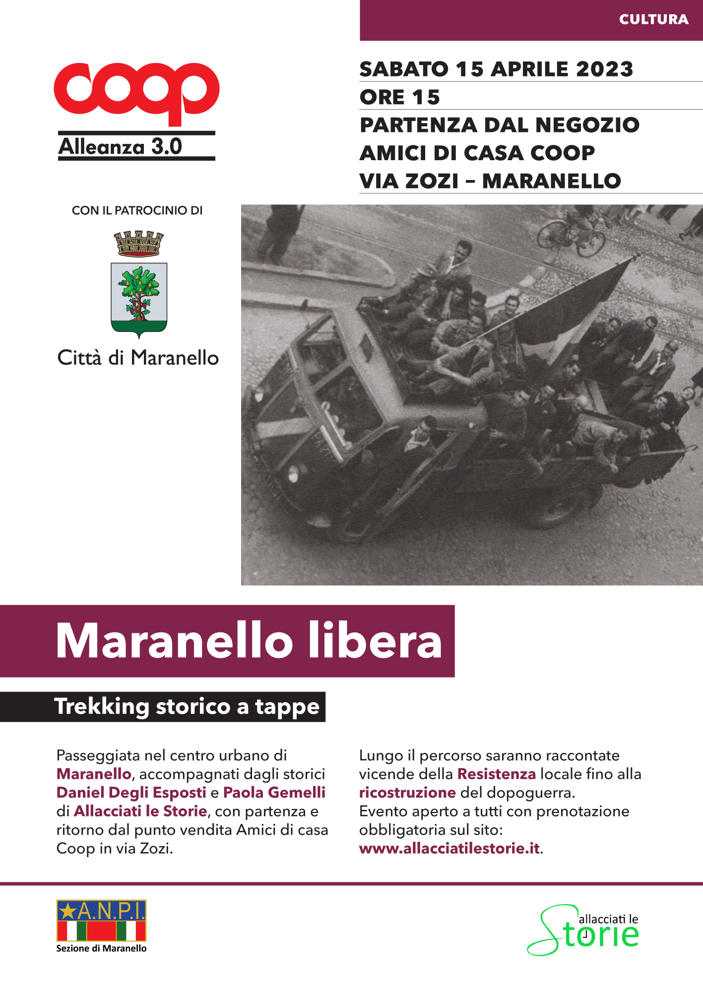 Maranello libera: trekking storico in programma sabato 15 aprile 2023