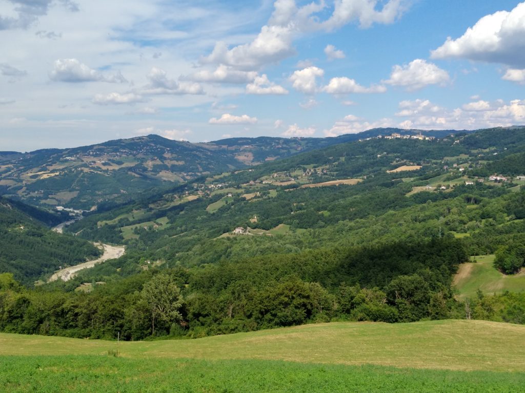 La foto dall'alto mostra l'alveo del Dolo a valle della Centrale idroelettrica di Farneta.