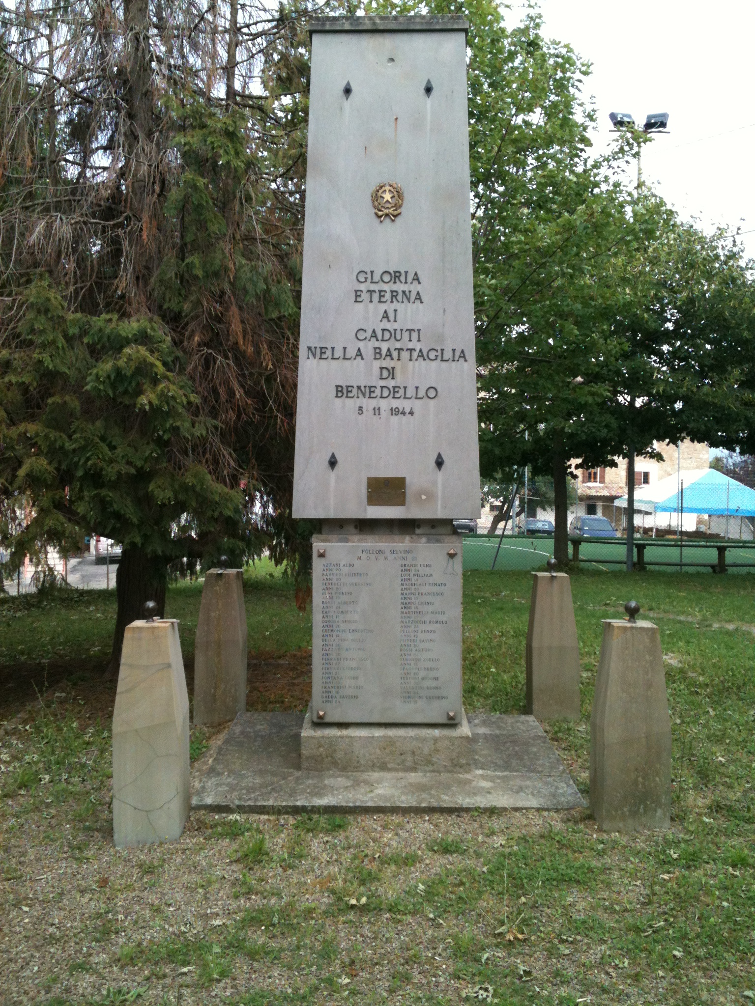 Il monumento dedicato alla battaglia di Benedello