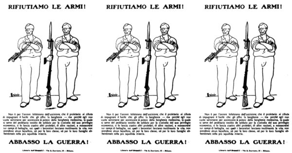 Volantino socialista, che invita il proletariato a opporsi alla guerra, espressione degli interessi borghesi