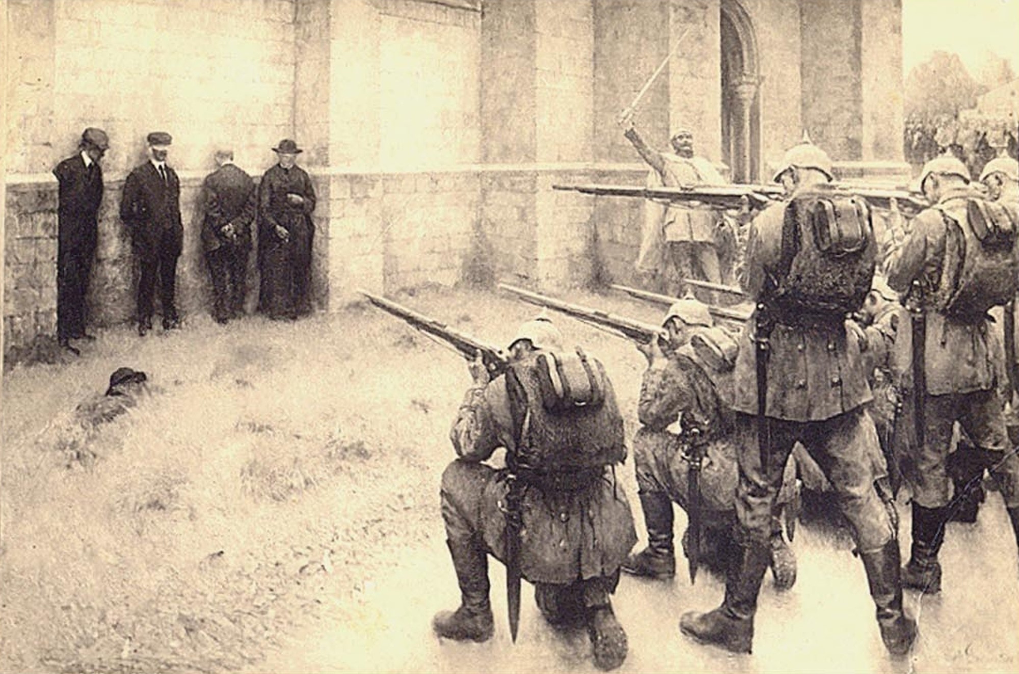 Évariste Carpentier raffigurante la fucilazione di civili belgi ad opera dei tedeschi a Blegny