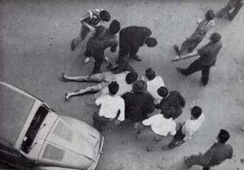 Il corpo di Lauro Ferioli nel pomeriggio del 7 luglio 1960