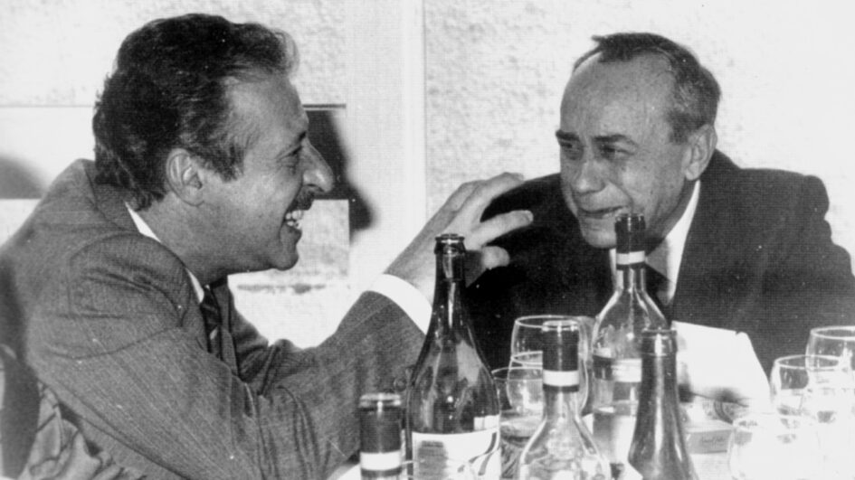 Paolo Borsellino e Leonardo Sciascia in una foto del 1988 - serata sull'antimafia a Modena